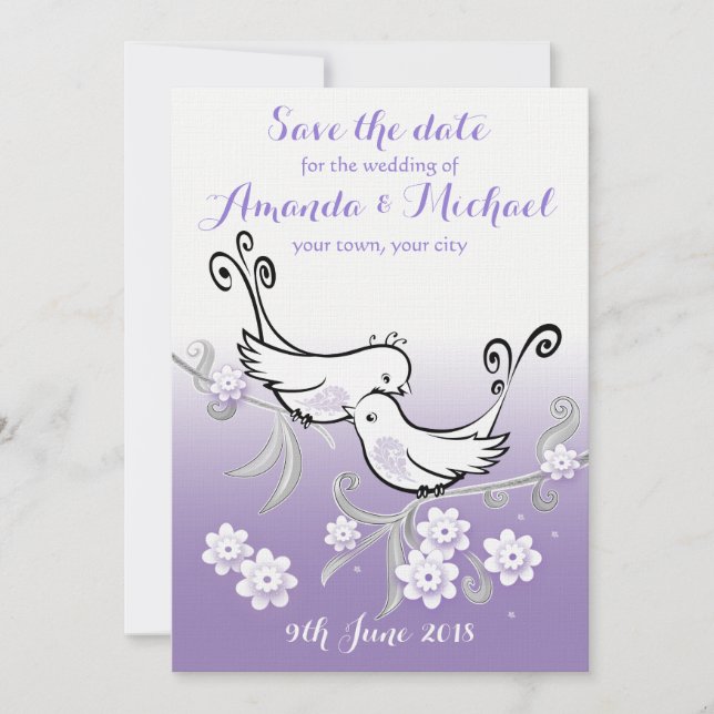 Casamento de Pastel Lovebird Salve o cartão postal (Frente)