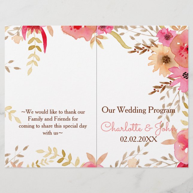 Casamento de Peach e Coral Floral Spring (Frente)