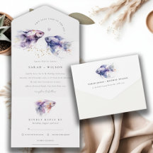 Casamento de Peixes Costeiros Lilac Aquarela Elega