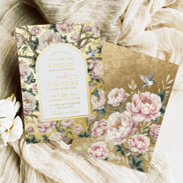 Casamento de Peônia Floral Pássaros Chinoiserie de