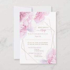 Casamento de peônias de cor floral rosa suave RSVP