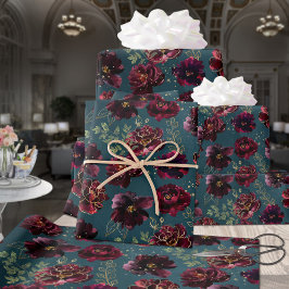Casamento de Peony Teal Bordeaux Jewel Tone Burgun