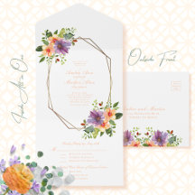 Casamento De Pêssego Púrpura Com Aquarela Floral B