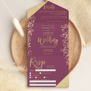 Casamento de poeira de ouro quente confetti plum