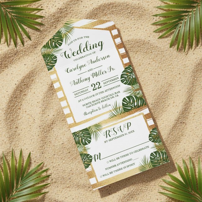 Casamento de Praia com Folha de Ouro e Palma Verde (Criador carregado)