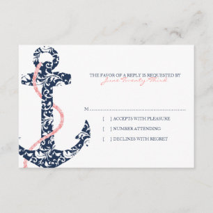 Casamento de Praia de Anchor Rosa e marinho rsvp