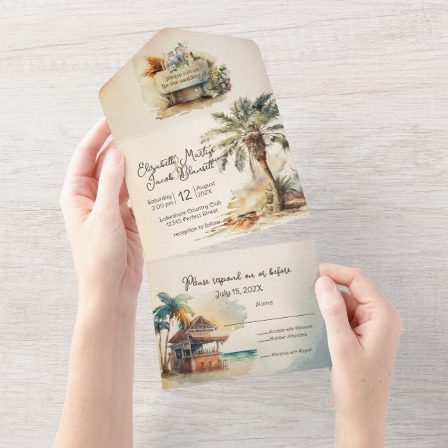Casamento de Praia de Watercolor (Tearaway)