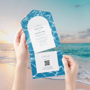 Casamento de Praia do Oceano Azul Moderno com Aqua