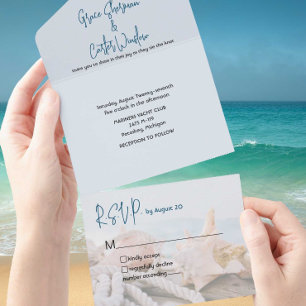Casamento de Praia Náutico Blue Water Shells