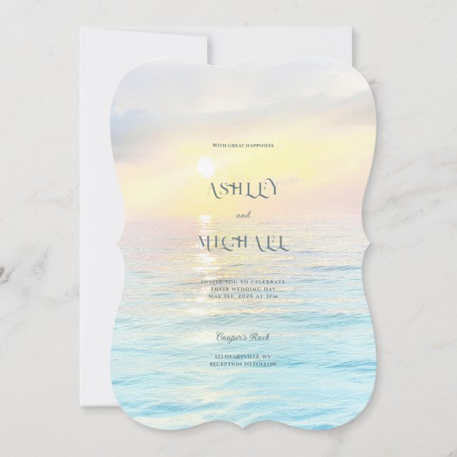 Casamento de praia no Oceano Elegante simples (Frente)