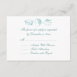 Casamento de Praia RSVP Blue Seashells