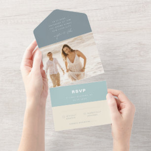 Casamento de Praia Simples Moderno em Azul Desbota