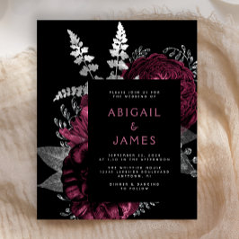 Casamento de Prata Floral da Borgonha Moody Dark