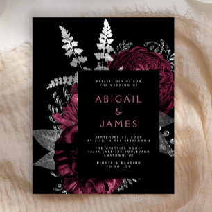 Casamento de Prata Floral da Borgonha Moody Dark