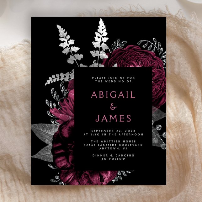 Casamento de Prata Floral da Borgonha Moody Dark (Criador carregado)