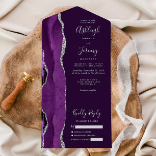 Casamento de Prata Prateada Roxo Moderna