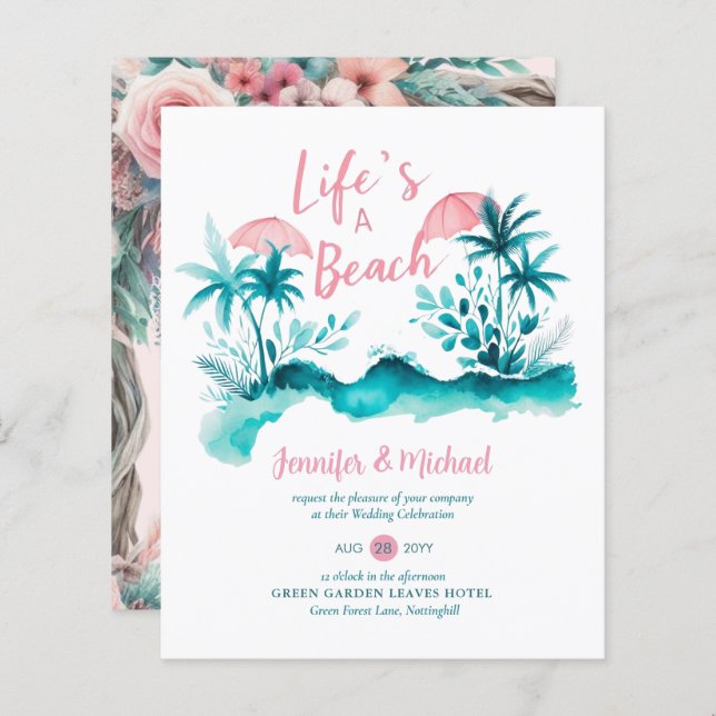 Casamento de Primavera de Verão com Aqua Beach Flo (Frente/Verso)