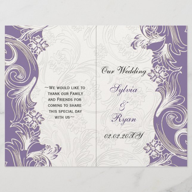 Casamento de primavera Floral Púrpura e Branca (Frente)