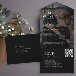Casamento de QR RSVP de fotos negras modernas e el