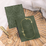 Casamento de Quadro Botânico Dourado Verde Sage<br><div class="desc">Orçamento, chic e convites verdes elegantes com uma falso estrutura botânica de ouro e tipografia branca. Um quadro verde desenhado à mão com seus nomes e detalhes de eventos em uma tipografia simples e delicada com uma amante dourada florescente. Perfeito para primavera, verão, outono ou casamento no inverno. Cartões invertidos...</div>