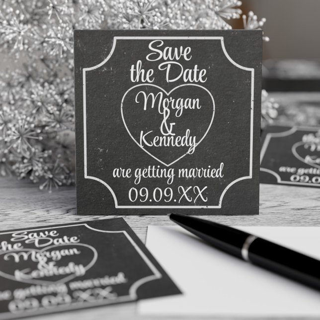 Casamento de Quadro de Orçamento Salve o pacote de (Pack of 100 mini save the dates for your chalkboard wedding. Just add your details)
