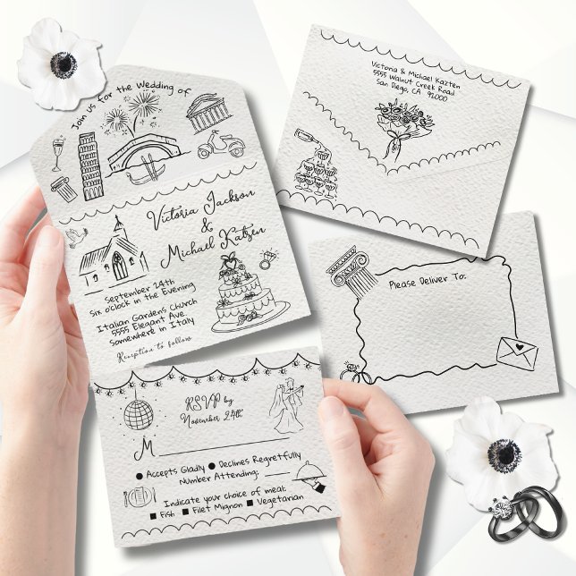 Casamento de rabisco na Itália com a mão Drawn (Criador carregado)