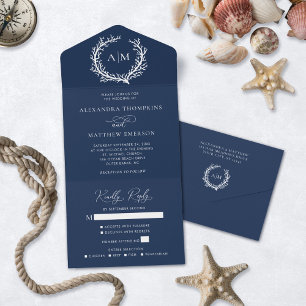 Casamento de recifes de coral náutico marinho azul