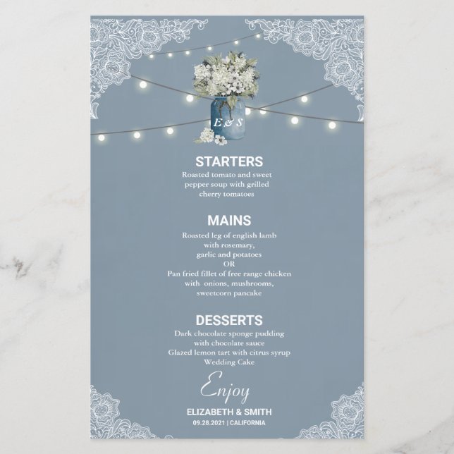 Casamento de Renda Branca Combinado com Azul Poent (Frente)