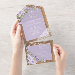 Casamento de rendas de madeira rustica com Lavanda