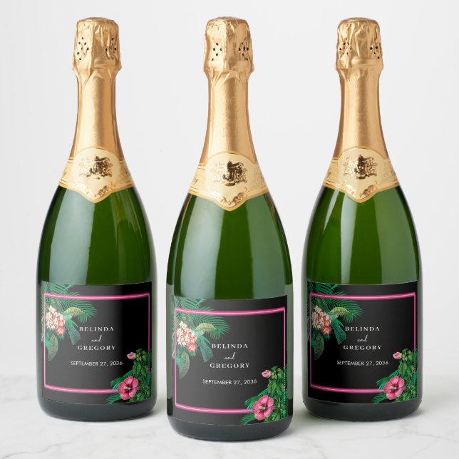 Casamento de Retros Tropicais Neon Pink (Garrafas)