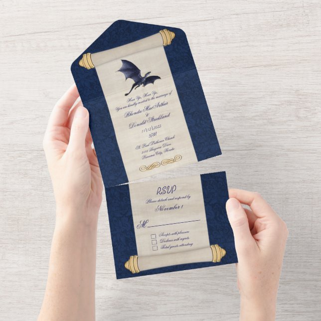 Casamento de Rolagem do Dragão Azul Fairytale (Aba destacável)