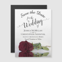 Casamento de Rosa da Elegante Burgundy Salve o ímã