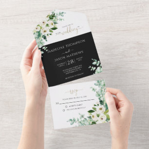 Casamento de Rosa de Aquarela Preta-Floral Elegant