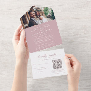 Casamento de Rosa Dusty de Código QR de RSVP de Fo