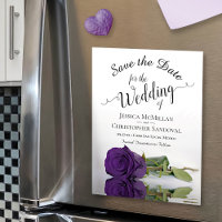 Casamento de Rosa Roxo Elegante Salve o ímã de dat
