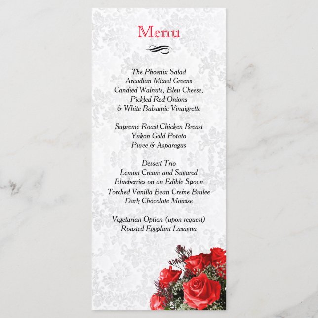 Casamento de rosa vermelha - Menu (Frente)