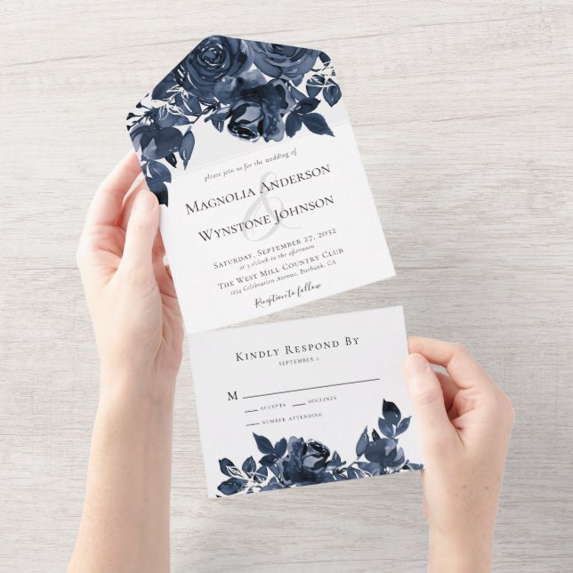 Casamento de Rosas Azuis Clássicos (Aba destacável)