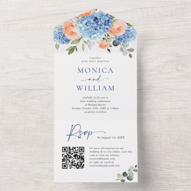 Casamento de Rosas Blush de Hydrangea Azul Elegant (Inside)