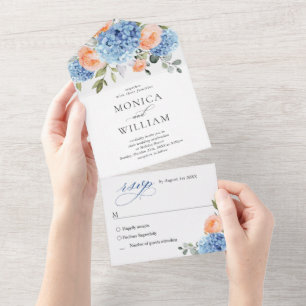 Casamento de Rosas Blush de Hydrangea Azul Elegant