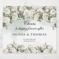 Casamento de rosas brancas e folhagem verde
