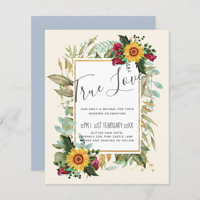 Casamento de Rosas de Borgonha Rústicos (Frente/Verso)