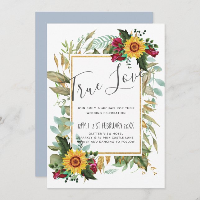 Casamento de Rosas de Borgonha Rústicos (Frente/Verso)