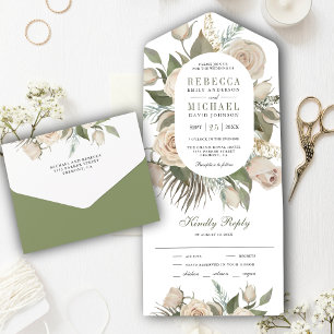 Casamento de Rosas de Marfim Rústico Boho com Folh