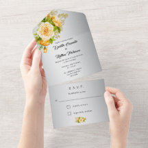 Casamento de Rosas Elegantes Prateadas e Amarelas