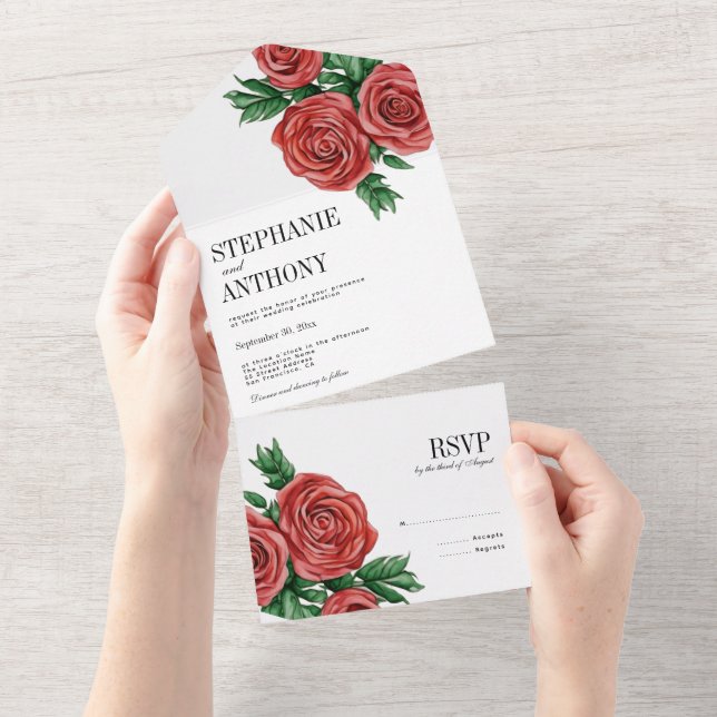 Casamento de Rosas Florais Elegante Rust Red e Sag (Tearaway)