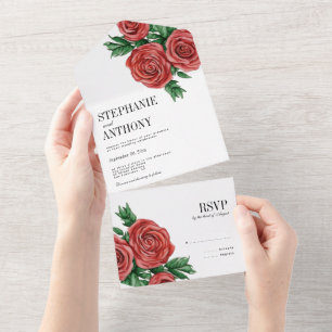 Casamento de Rosas Florais Elegante Rust Red e Sag