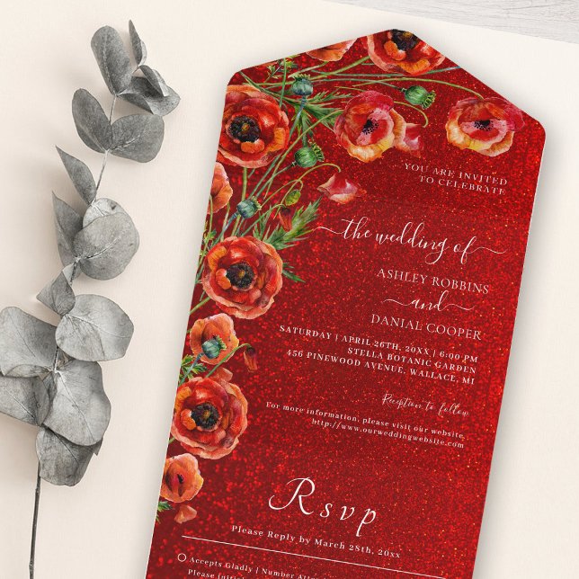 Casamento de Rosas Românticos com Poppy Vermelho E (Criador carregado)