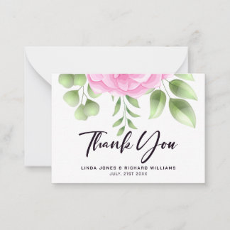 Casamento de Rosas Rosa Obrigado Cartão Nota