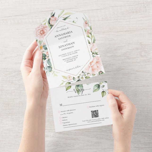 Casamento de Rosas Rosa Pálidas (Aba destacável)