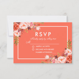 Casamento de RSVP Branca Floral de Coral de Água M